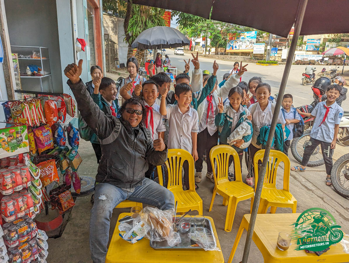 Vietnam Motorbike Tour Local Children Interaction